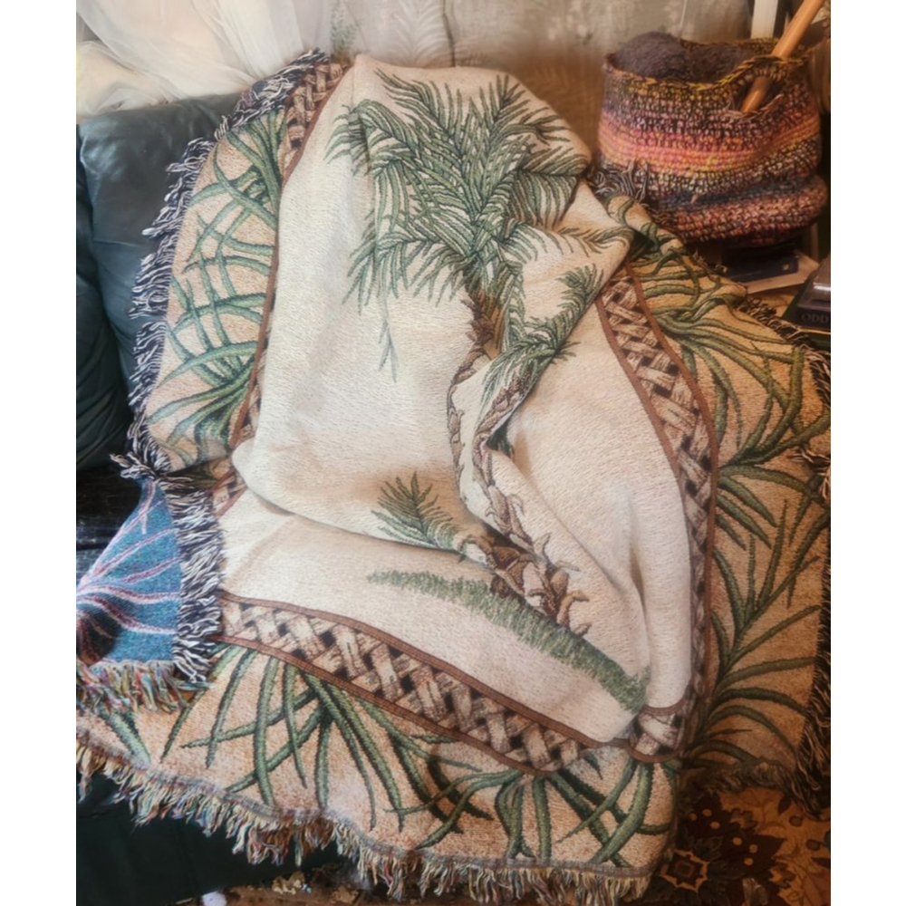 Palm Tree Tropical Tapestry Throw Blanket Vintage
